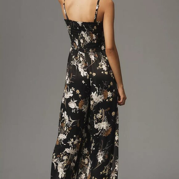 Pilcro Strapless Floral Jumpsuit in Black and Cream - Picture 4 of 7